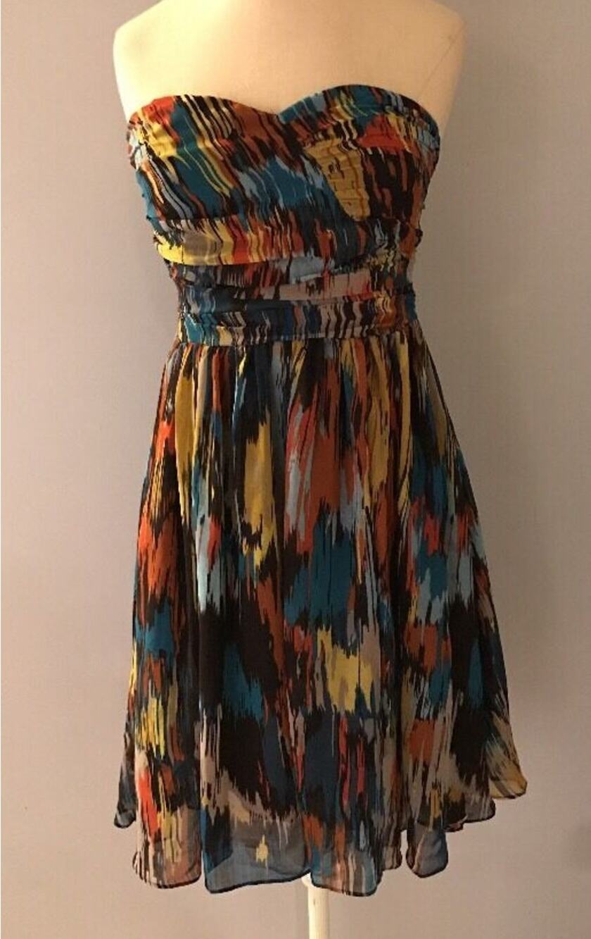 MM Couture Womens Multicolor Strapless Fit Flare Dress Size Small